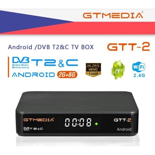 GTMEDIA GTT-2 Android 6.0 TV BOX support m3uDVB-T/T2/Cable (J83.A/B/C)/ISDBT Built-in 2.4G WI-FI S905D 4K Playback TV receiver