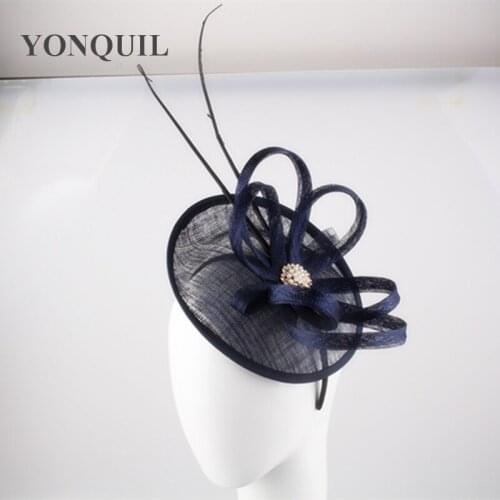Navy or Multiple Color Fascinator Base with Ostrich Quill Adorned Hat Party Hairclip Cocktail Headwear Wedding Hair Accessories