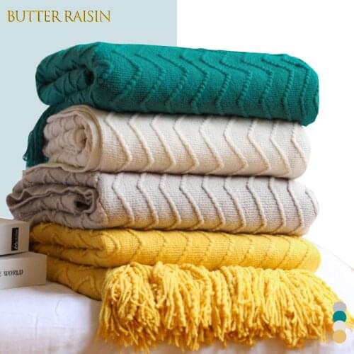 Knitted Sofa Blanket Stripe Throw Blanket For Sofa Office Picnic Stitch Bedspreads For Bed Cover Home Soft Blankets With Tassels