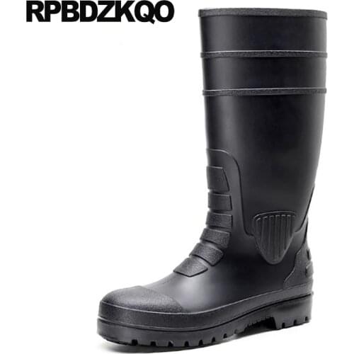 Knee high shoes fall slip on mens rubber rain boots rainboots black non 2019 designer cheap autumn plus size tall waterproof