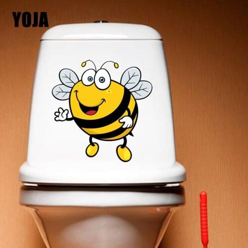 YOJA 22.8X23.1CM Modern Art Living Home Decor Wall Sticker Toilet Decal Cute Fat Bee Cartoon Pattern T5-0961