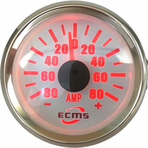 1pc 52mm Amp Gauges +/-80A Ampere Meters Ammeters 9-32vdc Waterproof with Current Sensor Red Backlight