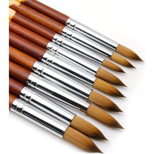1PC Kolinsky Sable Acrylic Nail Art Brush 8/10/12/14/16/18/20/22/24 UV Gel Carving Pen Nail Liquid Powder DIY Drawing Brush
