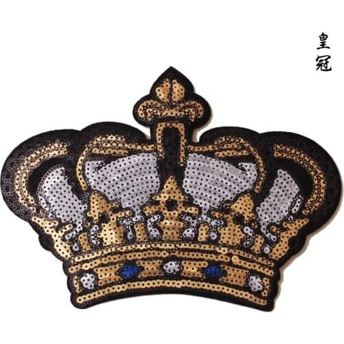10pcs New sequins iron on crowns embroidered patches for clothing accessories