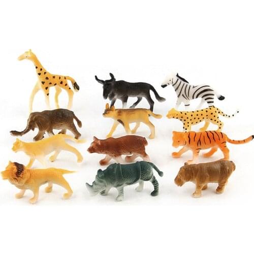 12pcs/set Zebra/Giraffe Animal Figure Collectible Toys Wild Animal Cognition Action Figures Kids Plastic Toys