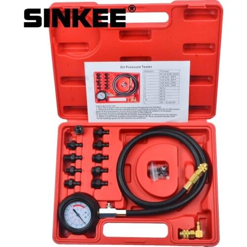 12 piece Engine Oil Pressure Test Kit Tester Car Garage Tool Low Oil Warning Devices SK1267