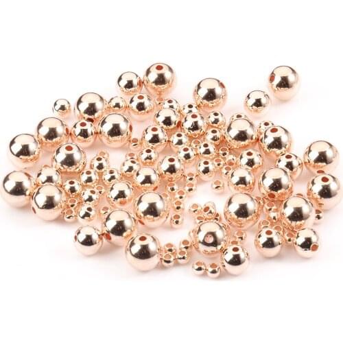 3-10mm Rose Gold CCB Beads Round Loose Seed Spacer Beads For Jewelry Making DIY Bracelet Necklace Wholesale