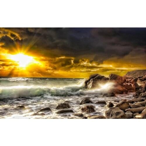 5D Diy Landscape Cross Stitch Resin Square/round Sets Decorative Diamond Painting Embroidery Sunrise Full Drill Pic By Numbers