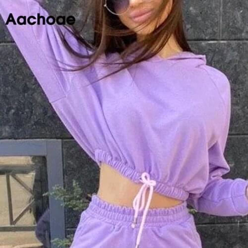 Женские короткие толстовки Aachoae China At AliExpress