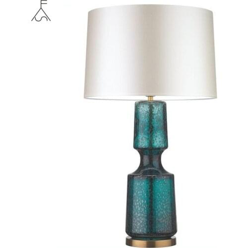 LukLoy American Retro Table Lamp for Living Room Bedroom Bedside Hotel Vintage Glass LED Table Light Creative Decorative Lamps