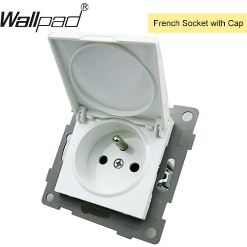 DIY EU French Power Socket with Dust Cap for EU Round Box Function Key Only L6 Wallpad French Power Outlet