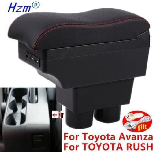 For TOYOTA RUSH Armrest box For Toyota Avanza Interior Parts Car Armrest box Retrofit parts Storage box with USB LED
