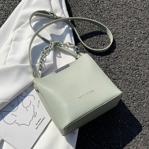 Elegant Female Chain Tote Bucket bag 2020 New High-quality PU Leather Womens Designer Handbag Travel Shoulder Messenger Bag