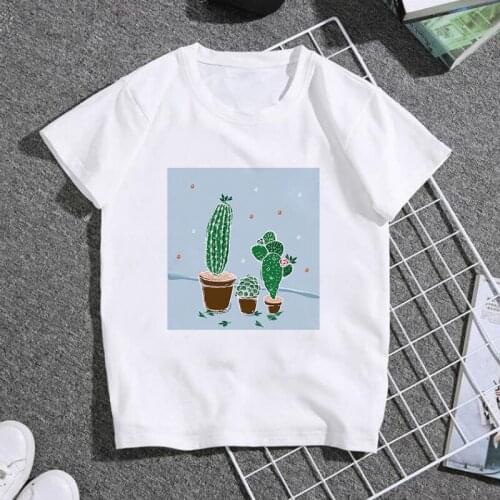Fashion Kids Tshirt 24M-8T Girls Tops Casual T Shirt Girl Cactus Plant Printed Funny Cozy Summer Boy Clothes Short Sleeve