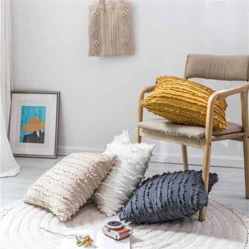 Hot Cushion Cover Floral Tassels Square Pillow Case Cotton Pillow Cover 45X45cm Home Decoration Sofa 18 Inch