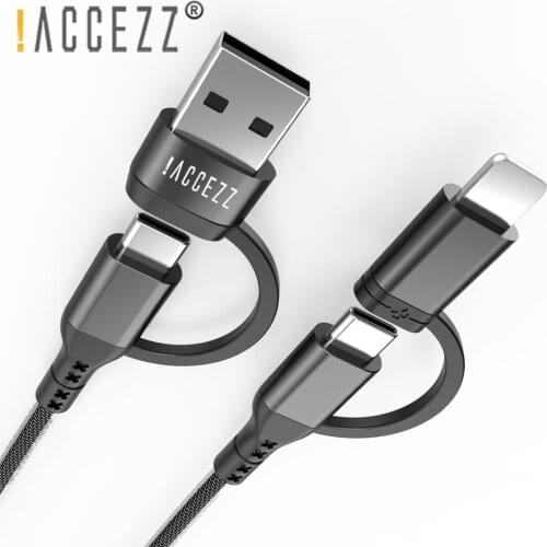 !ACCEZZ 60W 4 in 1 PD Cable Fast Charging For iPhone 12 Samsung Huawei Wire Type C to Lighting Charger For MacBook USB Data Cord