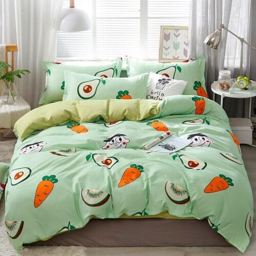 Cartoon Bedding Set Avocado Carrot Baby Duvet Cover Sheet Set With Pillowcase 3/4Pcs Kids Adults Bedclothes Twin Full Queen Size
