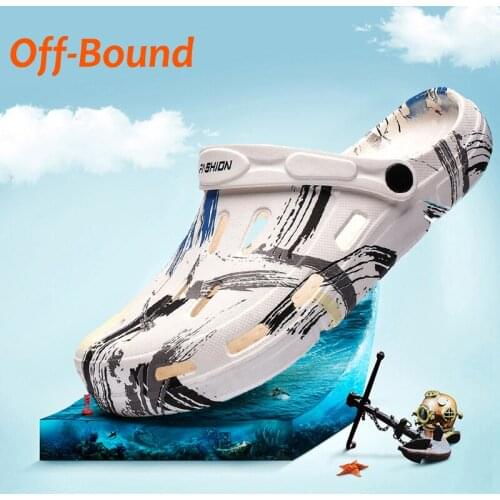 Off-Bound Summer Men Slippers Outdoor Clogs Garden Slippers Beach Sandals Mules Bathroom Loafers Casual Massage Home House Shoes
