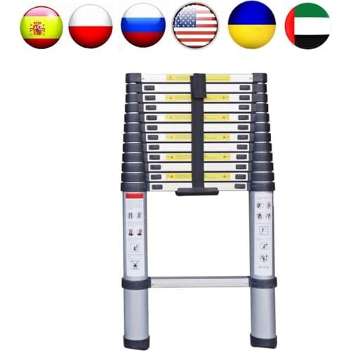 SC03 3.8M Multi purpose Telecopic Ladders Aluminum Extending Ladders Straight Retractable Industry Ladders Ladder with 13 Steps