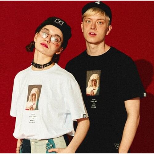 Virgin Mary Mens T-Shirt Mens Faashion 2019 Funny Shirt Dropshipping Suppliers USA Hip Hop 100 Cotton Tops Tee Streetwear H19SP