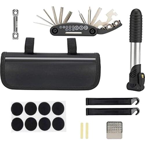 Bike Repair Tools Kit Multifunction Puncture Barometer Bicycle Tire Kits Set Outdoor Cycling Wheel Repair Tools Bag