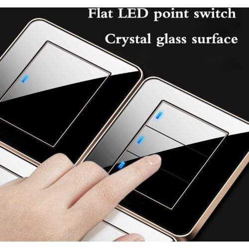 1 2 3 4 Gang 1 2 Way Cool Black Mirror Light Socket Any Click Point Control Wall Socket Switches Panel With Led