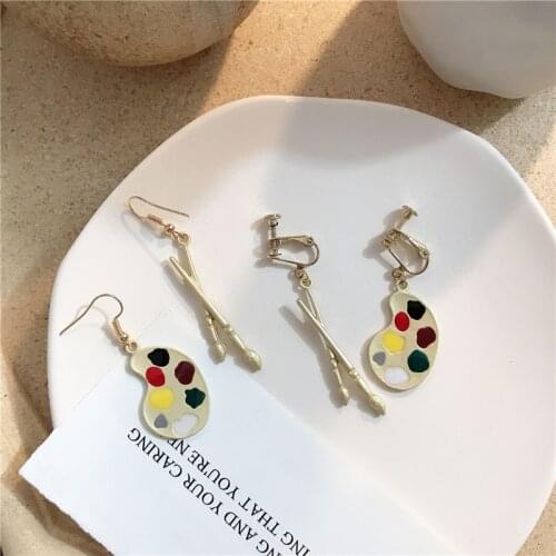2020 New Palette Earrings Artist brush Wonderful Bright Artist Palettes Fashion Round Dangle Drop Earrings For Women