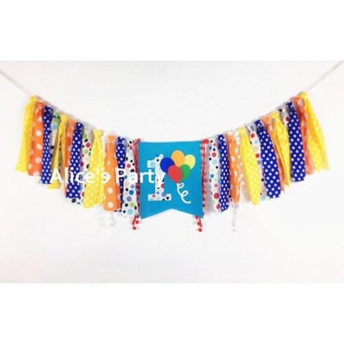 New Chic Rainbow Balloon Banner Kids 1st Birthday Party Highchair High chair Bunting Nursery First Garland Cake Smash Photo prop