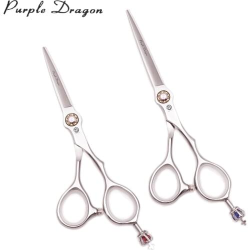 Hair Cutting Scissors Purple Dragon 5.5" 6.0" Japanese 440C 9020# Barber Scissors Hairdressing Scissors With Crown Tail