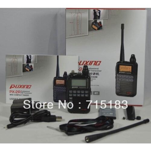 Updated Version Puxing PX-2R PX VHF136-174MHZ TX & RX, + UHF400-470MHz RX FM transceiver with Keypad LCD for security,hotel,ham