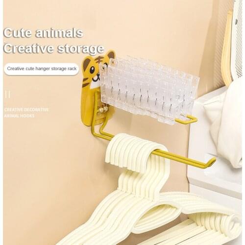 Cute Hanger Storage Rack Perforated Stainless Steel Multifunctional Hanger Drying Rack Balcony Bedroom Clothes Rack Hanger Hook