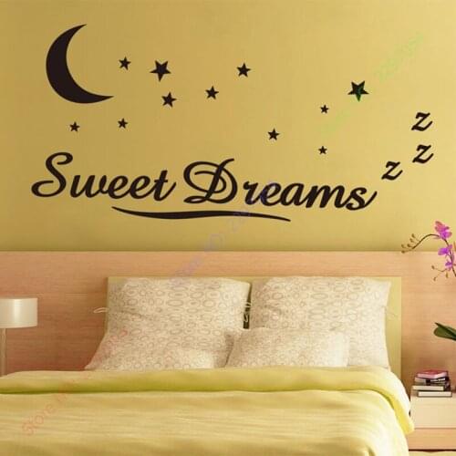 Sweet Dreams Vinyl Wall Stickers For Kids Room Stars Moon Pvc Wall Sticker Home Decor Vinilos Paredes Poster 58x117cm