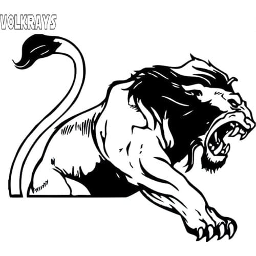 Volkrays Personality Car Sticker Predator Animal Lion Non General Accessories Reflective Vinyl Decal Black/Silver,15cm*17cm