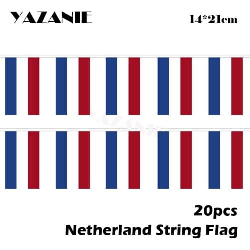 YAZANIE 14*21cm 20PCS 5Meter Netherlands Hanging String Customs Flag Dutch Small Banner Polyester Celebration Events Decor Flag