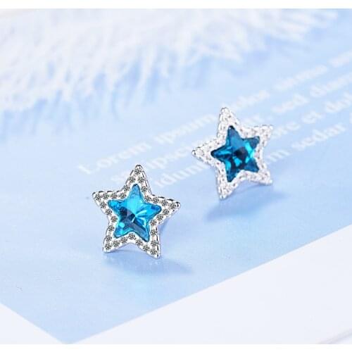 Trendy 925 Sterling Silver Earrings Sparkling Double Star Stud Earrings For Women Mosaic CZ Jewelry Bijoux oorbellen pendientes