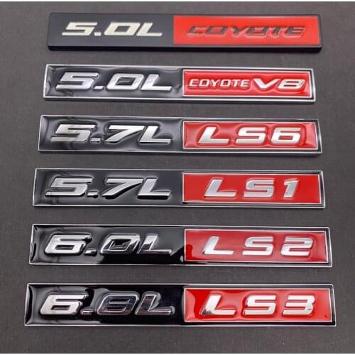 1 PCS 3D Metal Emblem 5.0L 5.7L 6.0L 6.8L LS1 LS2 LS3 LS6 COYOTE V8 Body badge Trunk Sticker For JEEP Chevrolet Ford