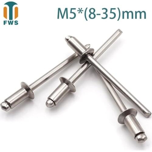 10 PCS M5x(8-35)mm Stainless Steel Countersunk Head Break Mandrel Blind Rivet Nail Pop Rivets for Furniture Car Aircraft