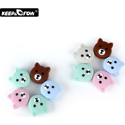 Keep&Grow 10pcs Mini Bear Silicone Beads Food Grade Rodent Baby Teether DIY Teething Necklace Toys Pearl Silicone Baby Products