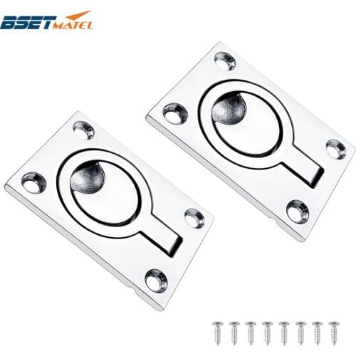 2PCS 62*44mm Stainless Steel 316 Marine Boat Deck Hatch Flush Pull Lift Handle Ring Door Knobs Pull Ring Hardware Accessories