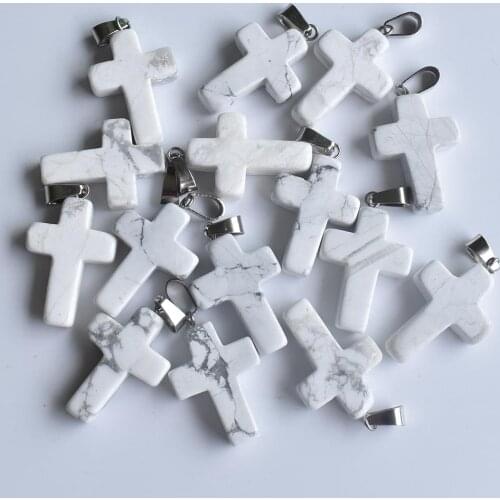 2020 fashion high quality natural stone cross pendants charms for jewelry making 50pcs/lot wholesale free shipping