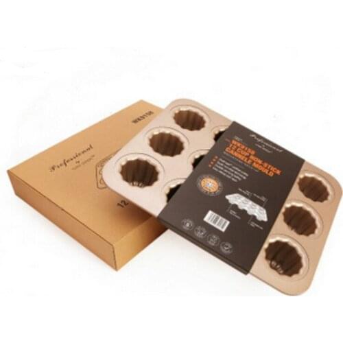 2021 Fashion Easy To Clean 12 Cup Non-Stick Cannele Mould Golds Cake Moulds Kitchen Tools Cake Pans