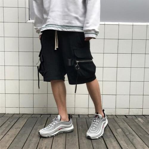 27-46 Original New Tide Brand High Street Pocket Belt Tooling Shorts Men And Women Casual Loose Five Points Shorts Costumes