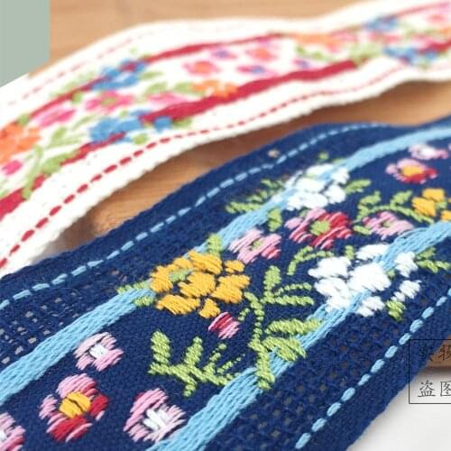 3meter Ethnic style embroidery jacquard webbing pastoral lace hat, clothing accessories, decorative belt accessories