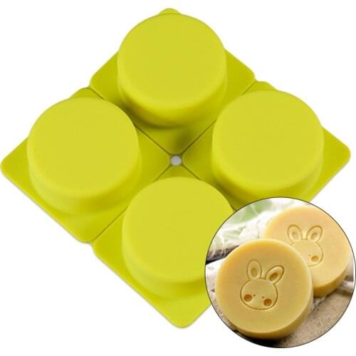 4 Cavity Round Silicone Soap Mold DIY Handmade Soap Making Tools Soap Forms Cute Designer