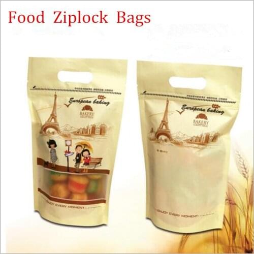 Biscuit Candy Packaging Bag, Plastic packaging bag wiith handle, Cookie Nut Snack Coffee Beans Powder bags 15.5cm*26cm 50PCS