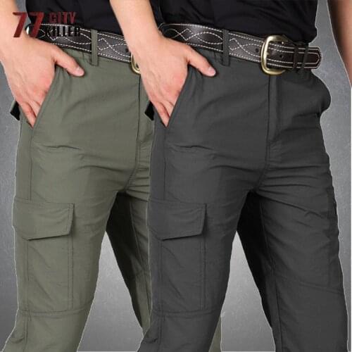 Cargo Pants Men Summer Quick Dry Multi-Pockets Tactical Trousers Male Outdoor Sports Hiking Climbing Loose Military Mens Pants