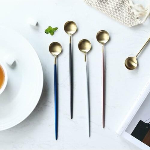 Colorful Paint Spray Matte Polish 304 Stainless Steel Ice Spoon