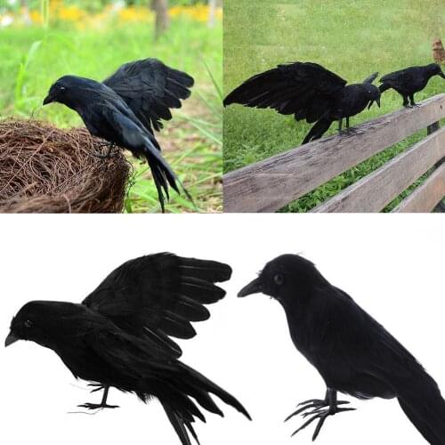 Artificial Black Crow Gardening Outdoor Drive birds Party Bar Ornament Props Halloween Supplies Window Decor DIY Prank Tool B1Y3