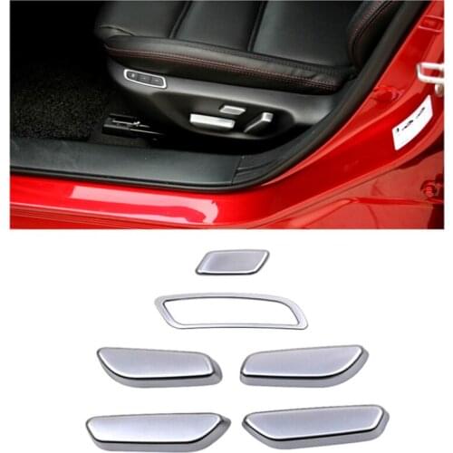 For Mazda 6 M6 Atenza 2013-2015 ABS Chrome Car Seat Adjustment Button Decorative Cover Matt Interior Mouldings Trim 6pcs