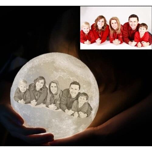 Photo Text Custom 3D Print Rechargeable Moon Lamps LED Night Light Creative Touch Switch Moon Light For Bedroom Decoration